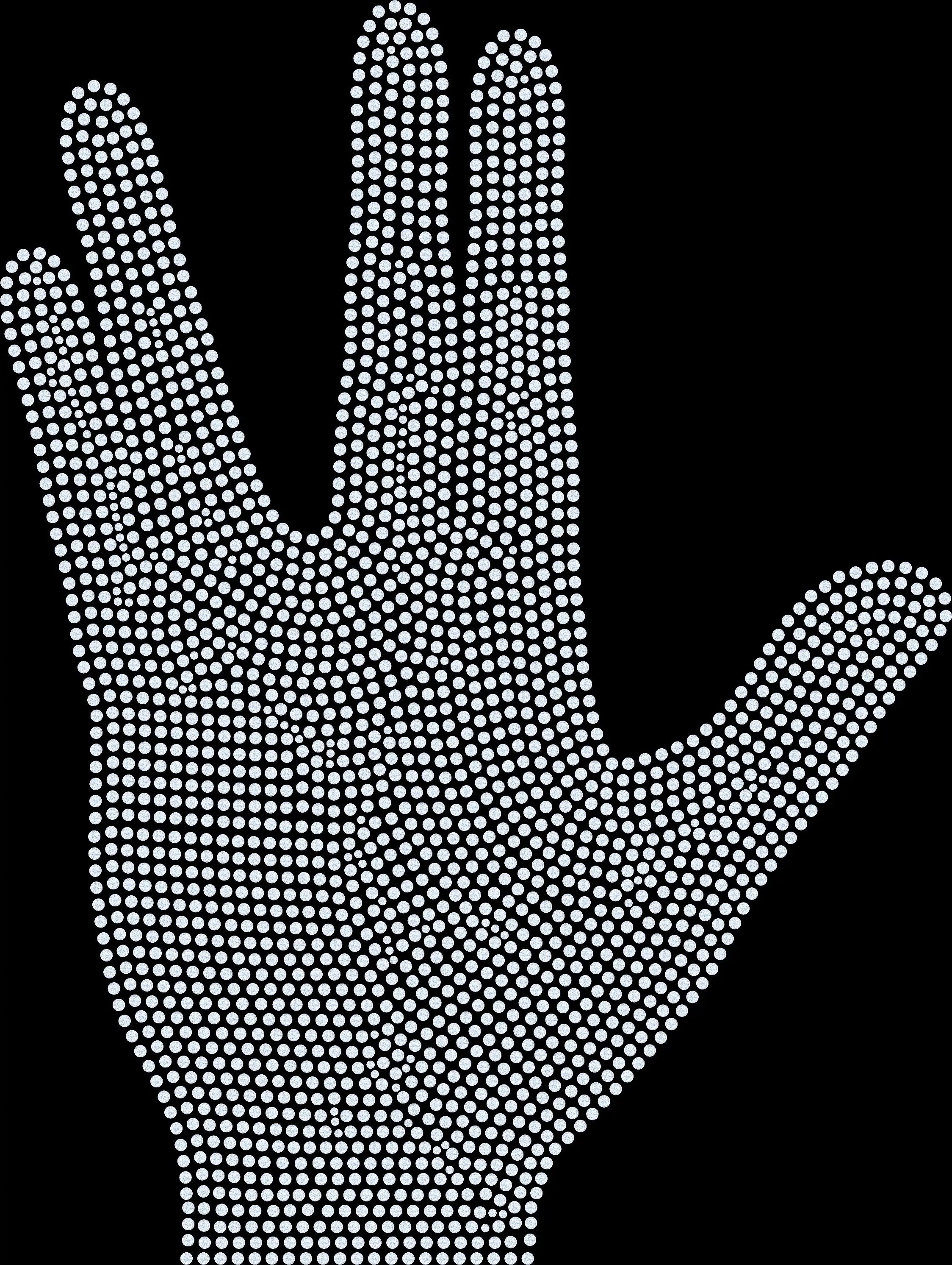 Rhinestone sci-fi salute shirt featuring a sparkling split-finger hand gesture design for science-fiction fans, space lovers, conventions, themed gatherings, movie nights and geek-inspired gifts.