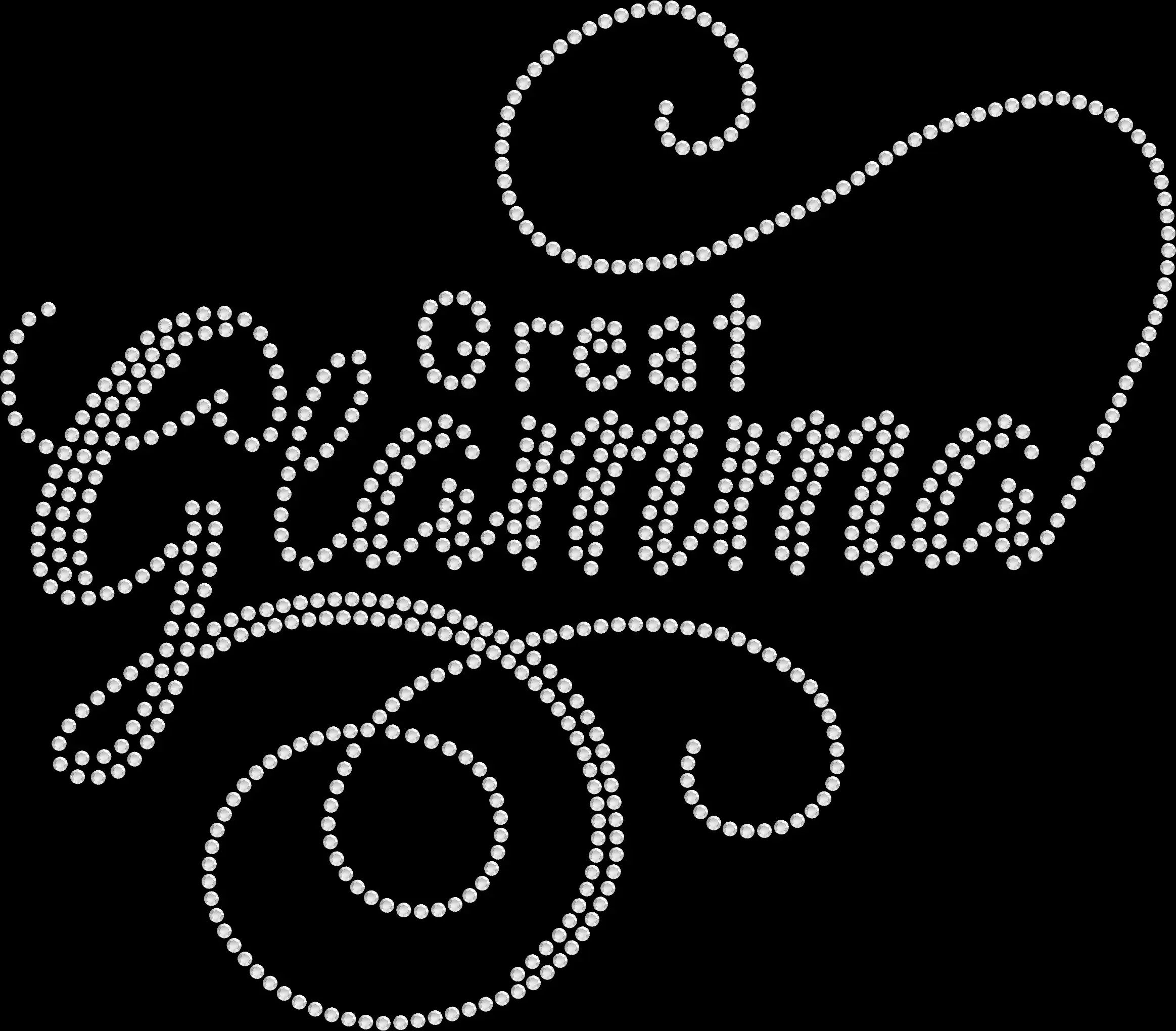 Great Glamma rhinestone shirt featuring elegant script crystal lettering on a soft t-shirt, glam great grandma bling apparel