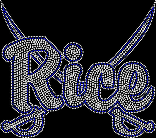 Rice Raiders rhinestone shirt with sparkling crystal lettering on unisex tee, funny graphic bling shirt for women, trendy statement apparel with high shine rhinestones