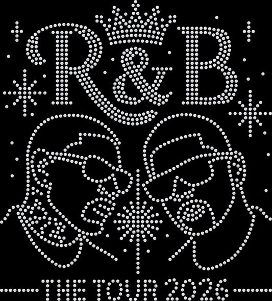 R&B concert shirt for women featuring a sparkling tour-inspired design available in premium glass rhinestones or holographic spangles. Perfect for 2026 concerts, girls’ nights, throwback music events, road trips, birthday celebrations, matching best friend outfits, and R&B music lovers.