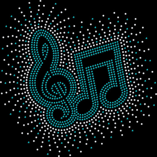Music Note and Treble Clef Firework Scatter shirt featuring elegant musical notes arranged in a sparkling firework pattern with premium glass rhinestones or holographic spangles. Ideal for choir, band, orchestra, piano teachers, vocalists, music students, concerts, recitals, music festivals, teacher appreciation, and everyday music lovers. 🎼💎✨