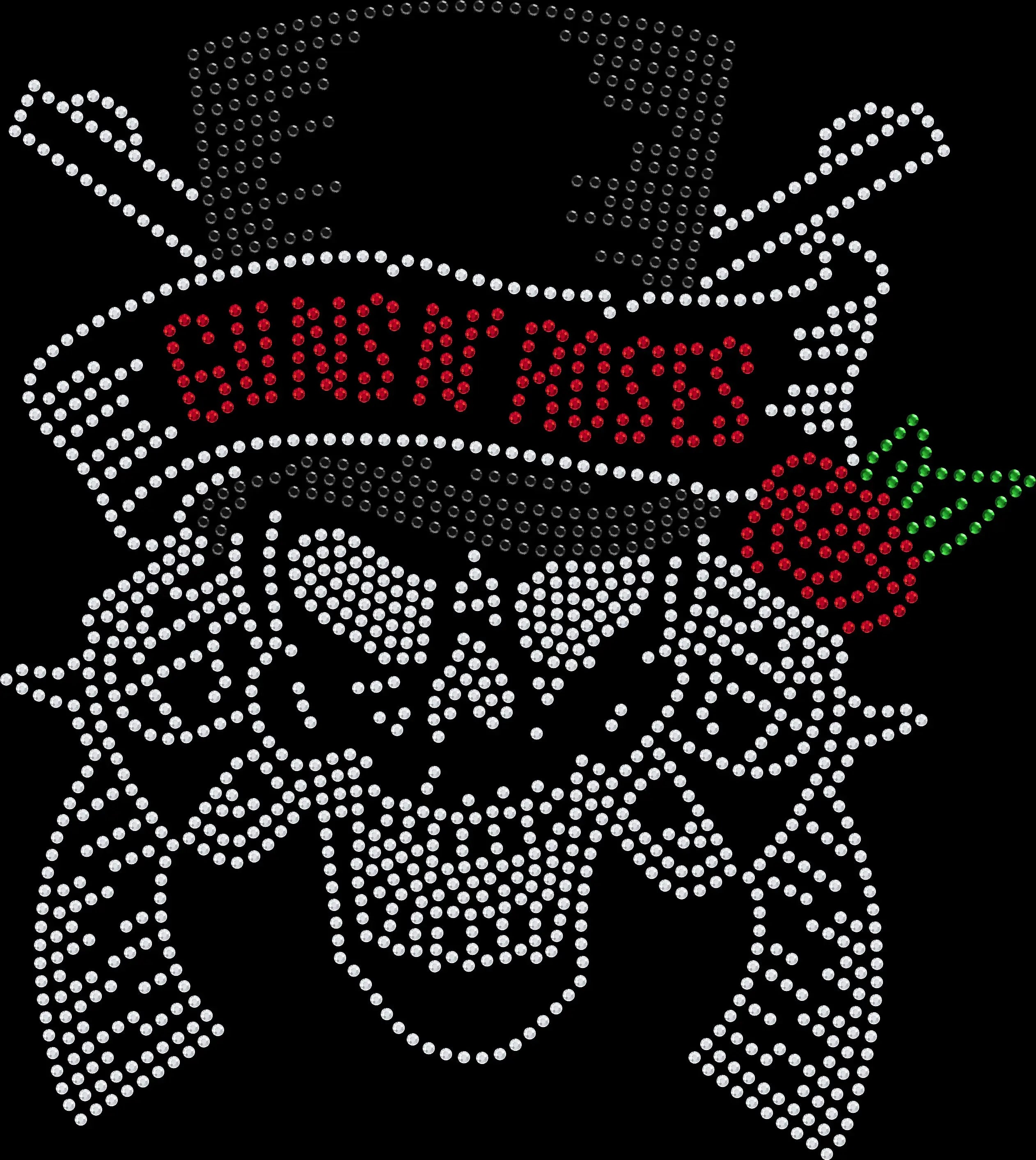Hard rock-inspired concert shirt featuring a sparkling guitar and rose-themed design made with premium glass rhinestones or holographic spangles. Ideal for live music events, rock festivals, tribute concerts, biker weekends, and fans of classic rock style. 🌹🎸✨