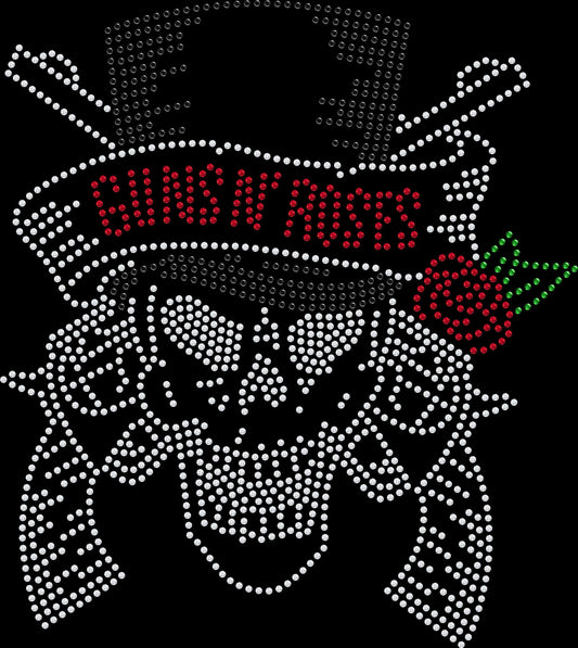 Hard rock-inspired concert shirt featuring a sparkling guitar and rose-themed design made with premium glass rhinestones or holographic spangles. Ideal for live music events, rock festivals, tribute concerts, biker weekends, and fans of classic rock style. 🌹🎸✨