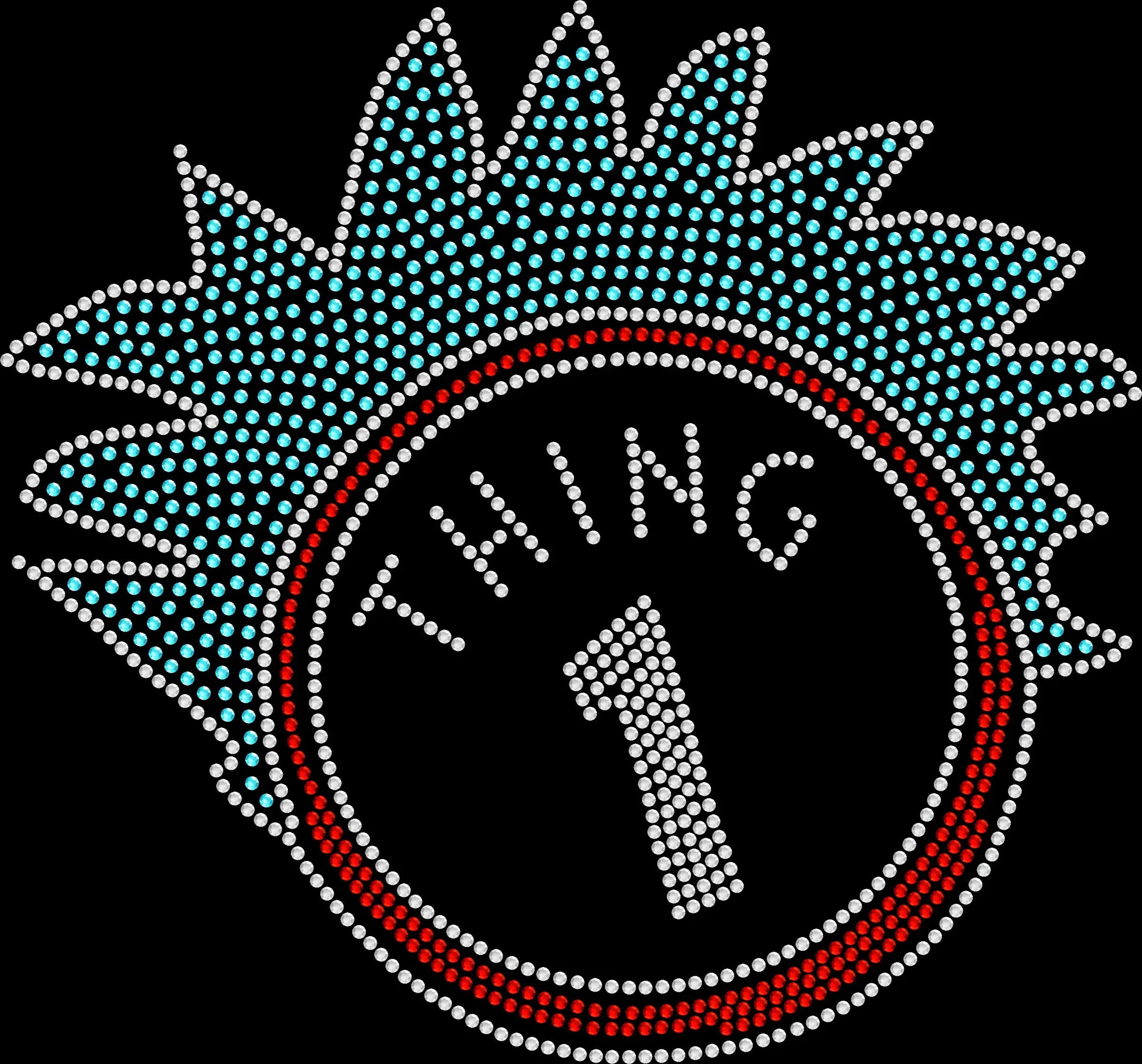 Rhinestone shirt featuring a whimsical red and blue mischief character head with wild hair for reading week, twin day, school spirit events, teacher outfits and book-themed celebrations.