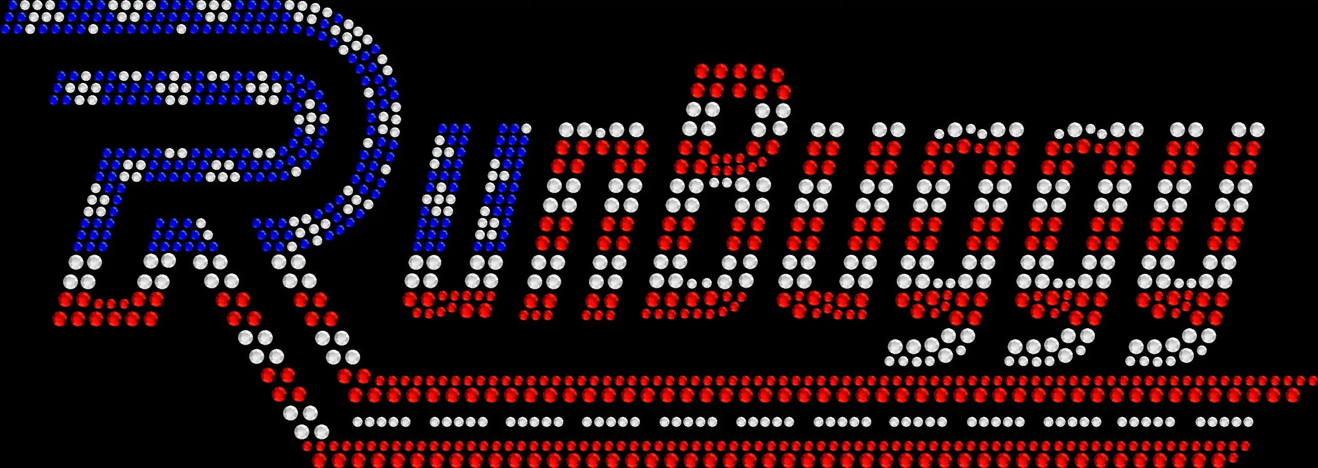 RunBuggy rhinestone shirt featuring a patriotic flag-inspired design in sparkling red, white and blue for company events, employee apparel, team celebrations and patriotic occasions.