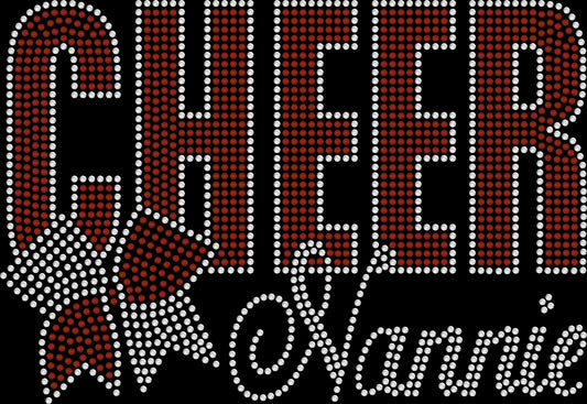 Cheer Nannie shirt featuring a decorative cheer bow created with premium glass rhinestones or holographic spangles. Ideal for cheer competitions, football games, pep rallies, senior night, travel competitions, team photos, and showing game day spirit. 📣🎀✨💖🏆