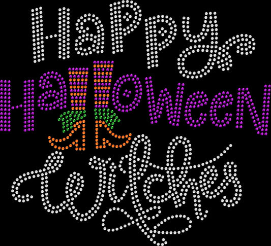 Happy Halloween Witches shirt featuring a magical witch-inspired design created with premium glass rhinestones or holographic spangles. Ideal for Halloween parties, witch-themed events, pumpkin patches, haunted houses, trick-or-treating, spooky season, family photos, and festive autumn apparel. 🧙‍♀️🎃✨🕸️🧡