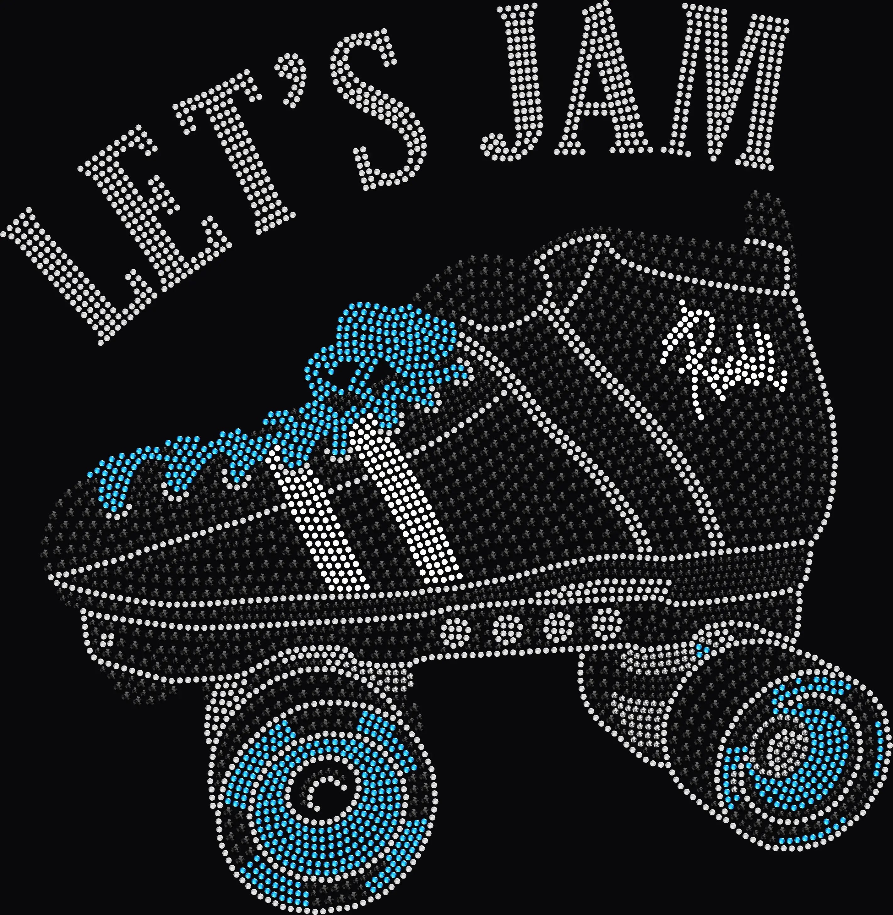 Let's Jam Roller Skate shirt featuring a retro roller skate design created with premium glass rhinestones or holographic spangles. Ideal for roller rink nights, roller skating enthusiasts, disco parties, birthday celebrations, retro fashion, skate events, girls' nights, and stylish everyday wear. 🛼✨🎶💖🌈