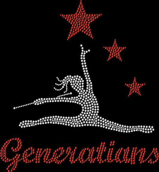 Custom youth dance twirling shirt personalized with your dance studio or team name and decorated with premium glass rhinestones or holographic spangles. Ideal for baton twirlers, dance teams, recitals, competitions, performances, team travel, dance showcases, and spirited studio apparel. 💖🩰✨