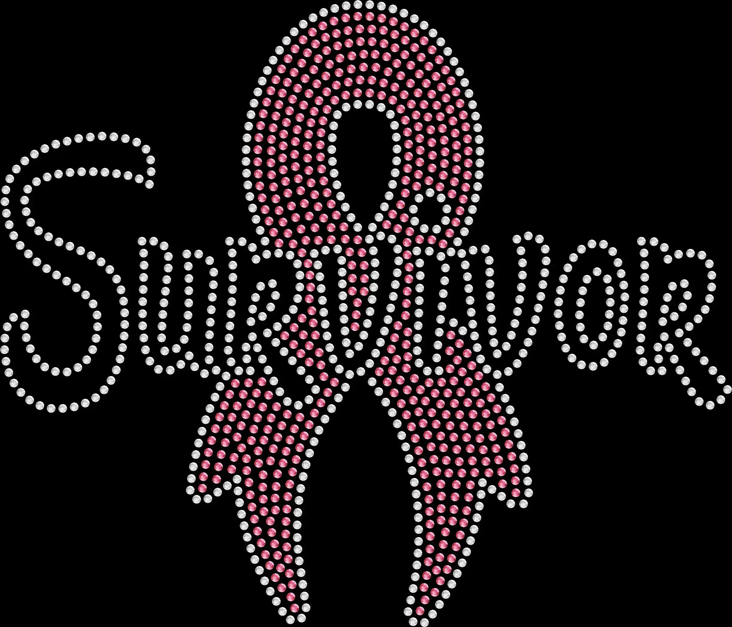 Survivor rhinestone shirt with sparkling cancer awareness ribbon; supportive bling tee for cancer survivors, awareness walks, fundraisers, and hope-inspired apparel.