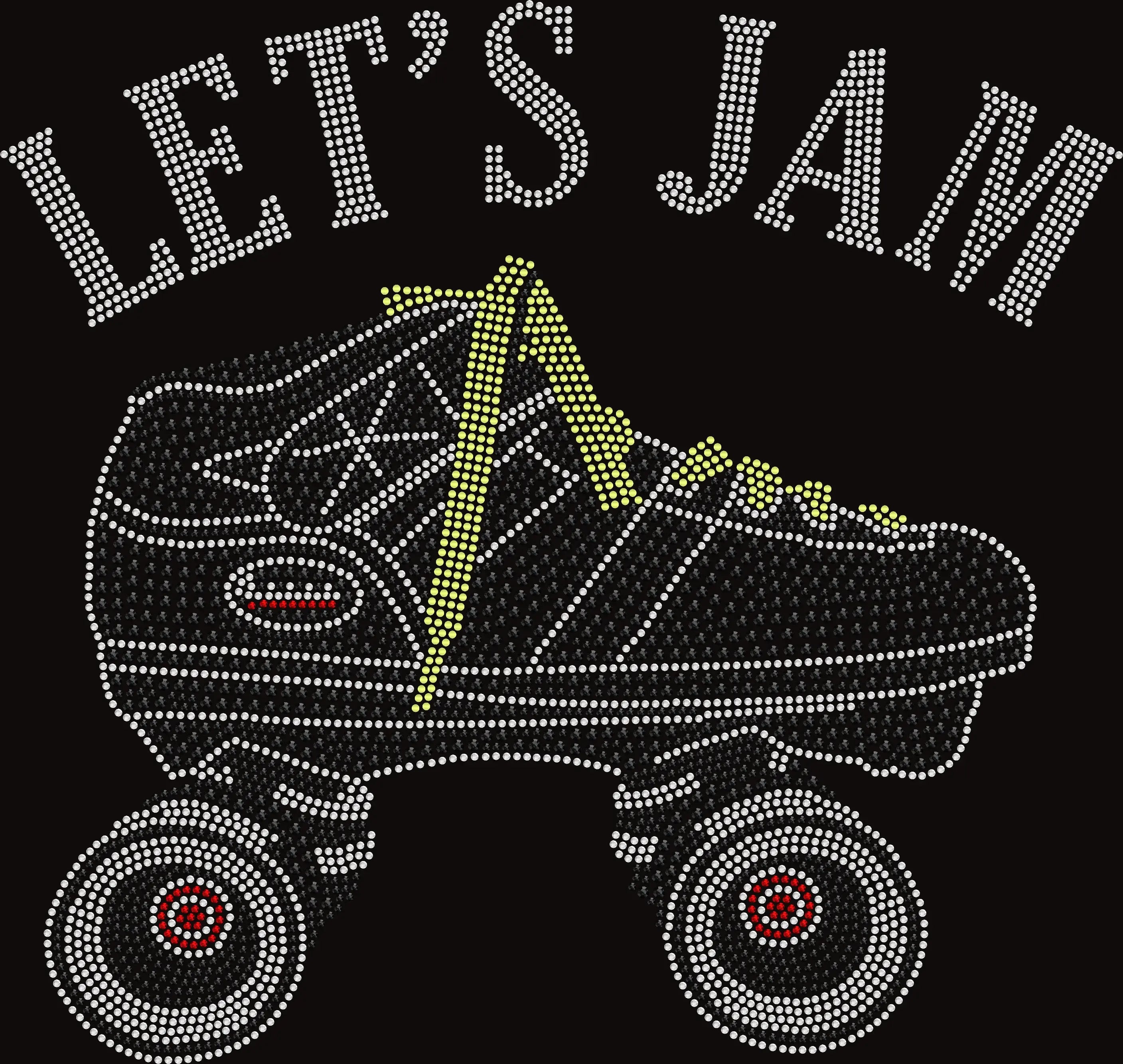 Neon Yellow Roller Skate Shirt | Retro Roller Skating Tee | Rhinestone or Spangle Disco Skate Party Apparel 3230
