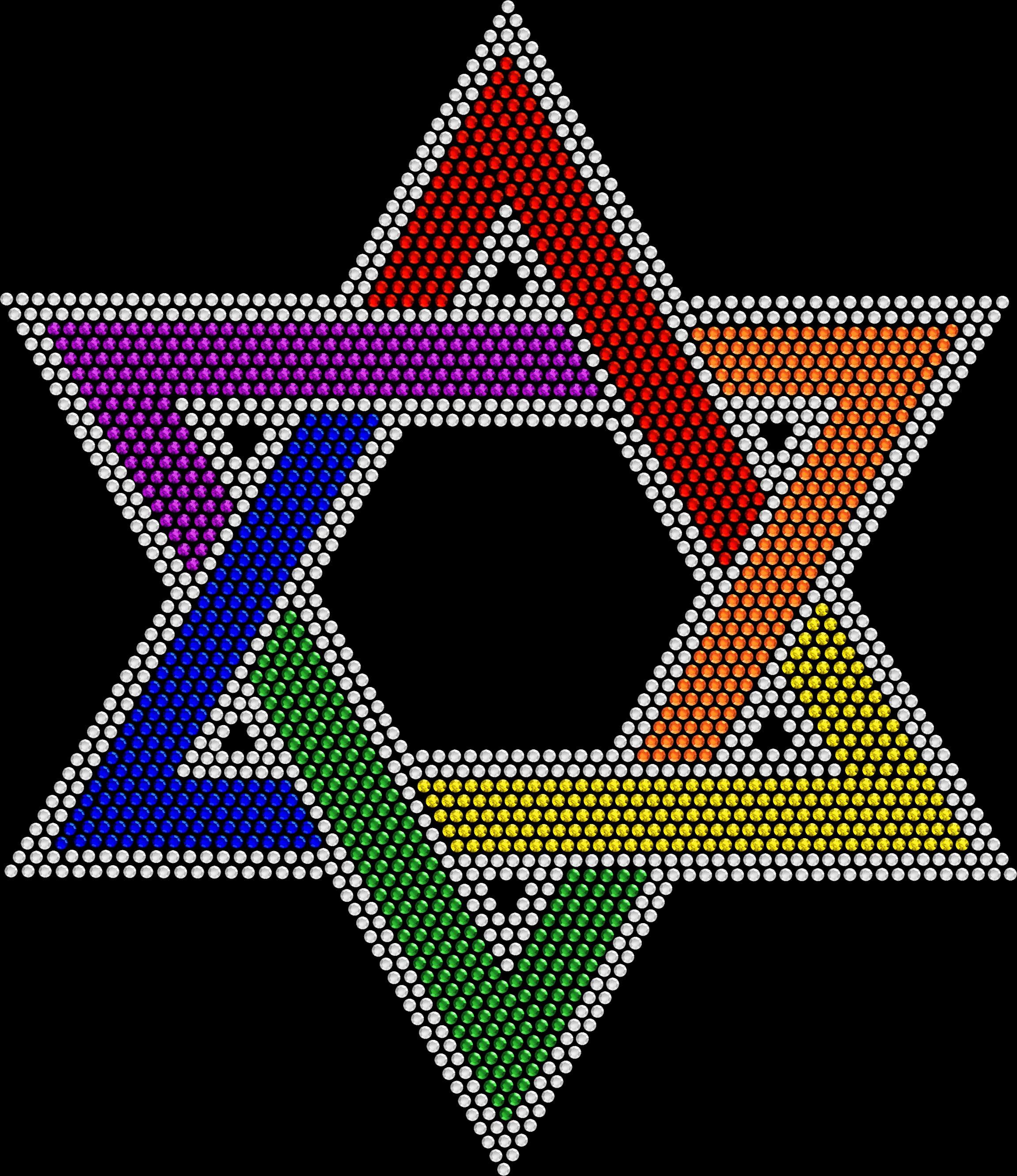 Rainbow Star of David rhinestone shirt with colorful sparkling stones