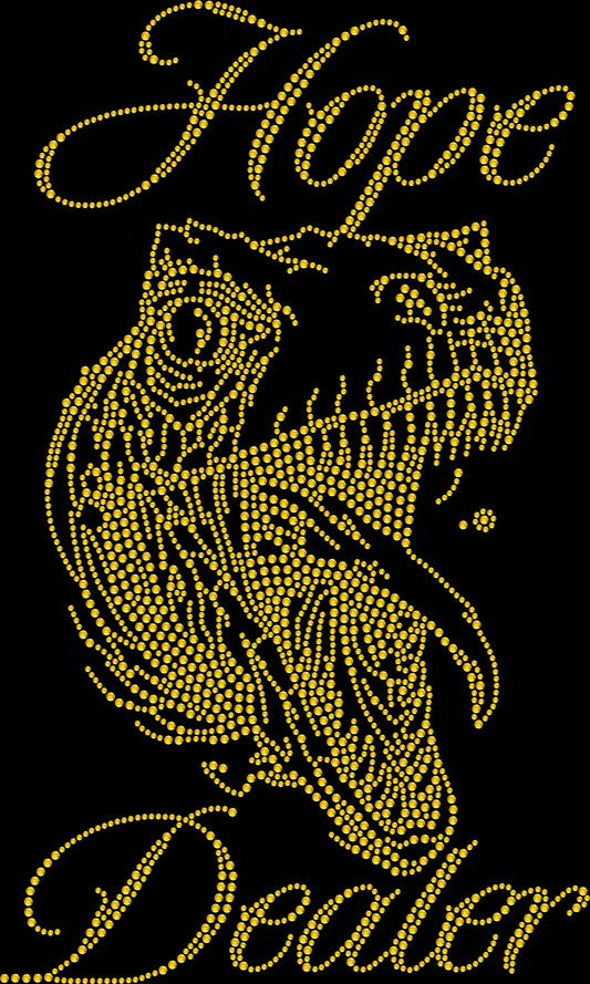 Hope Dealer Dinosaur shirt featuring a positive dinosaur graphic created with premium glass rhinestones or holographic spangles. Ideal for teachers, nurses, counselors, coaches, church volunteers, school staff, motivational gifts, dinosaur lovers, and anyone who loves spreading hope, kindness, and encouragement. 🦖💖✨🌈