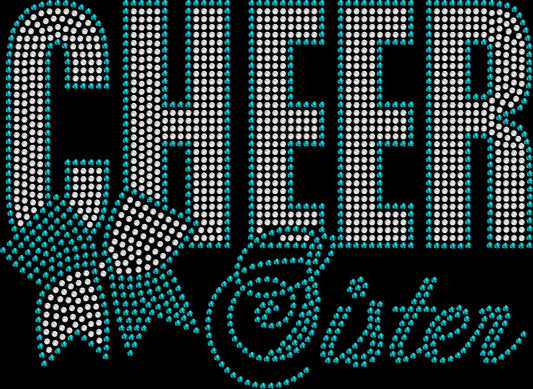 Youth Cheer Sister shirt featuring a sparkling cheer design created with premium glass rhinestones or holographic spangles. Ideal for cheer competitions, football games, basketball games, pep rallies, team events, family photos, awards ceremonies, and proud little sisters cheering from the sidelines. 📣💖✨