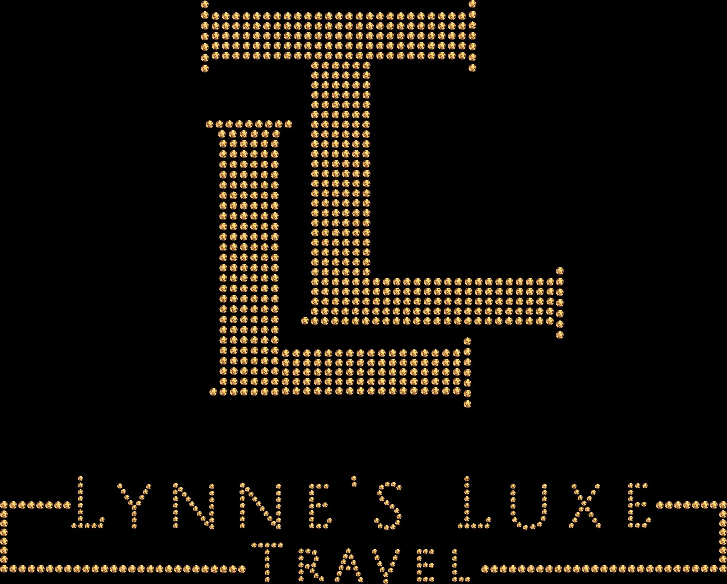 Lynne's Luxe Travel custom business shirt decorated with premium glass rhinestones or holographic spangles. Designed for travel advisors, luxury vacation planners, cruise specialists, destination experts, networking events, client meetings, branding sessions, travel expos, and stylish professional apparel. ✈️🌴💖✨