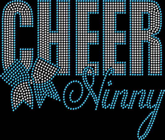 Cheer Ninny with Cheer Bow rhinestone shirt featuring a sparkling cheer bow design for proud cheer grandparents