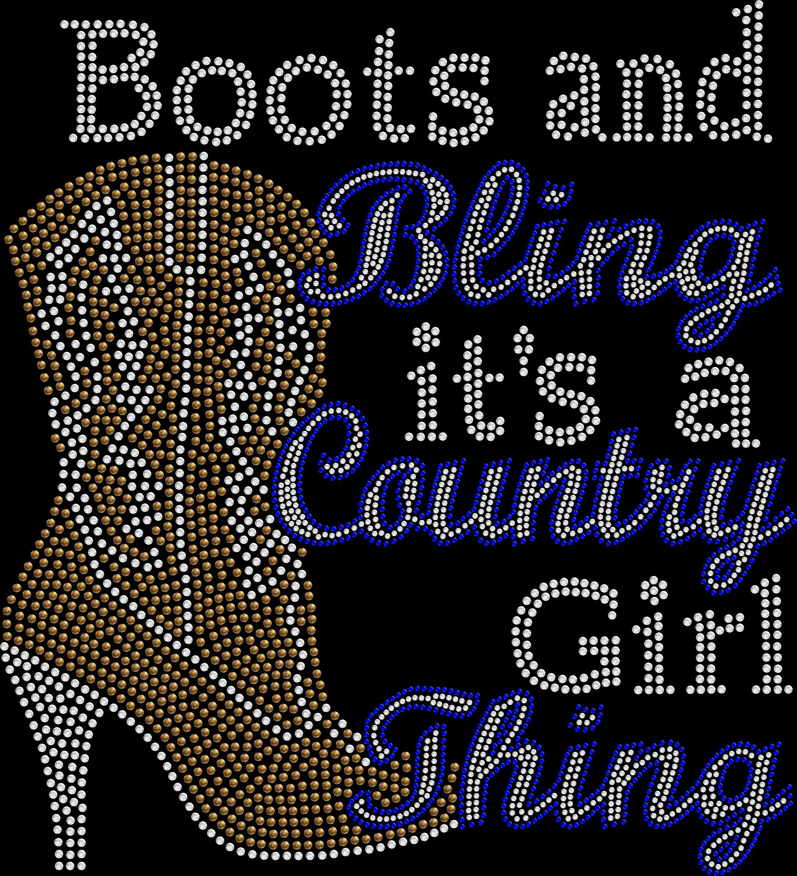 Boots and Bling It's a Country Girl Thing rhinestone shirt featuring a sparkling western cowgirl design