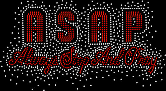 ASAP Always Stop and Pray Firework rhinestone shirt featuring a sparkling Christian faith design with a patriotic firework motif