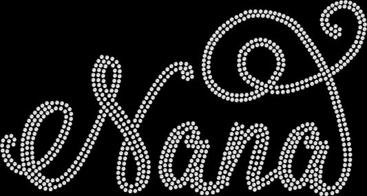 Cursive Nana rhinestone shirt featuring an elegant sparkling script design for grandmothers