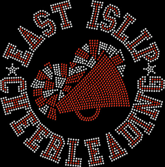custom cheerleading rhinestone shirt personalized with your cheer team name, school, mascot, and team colors