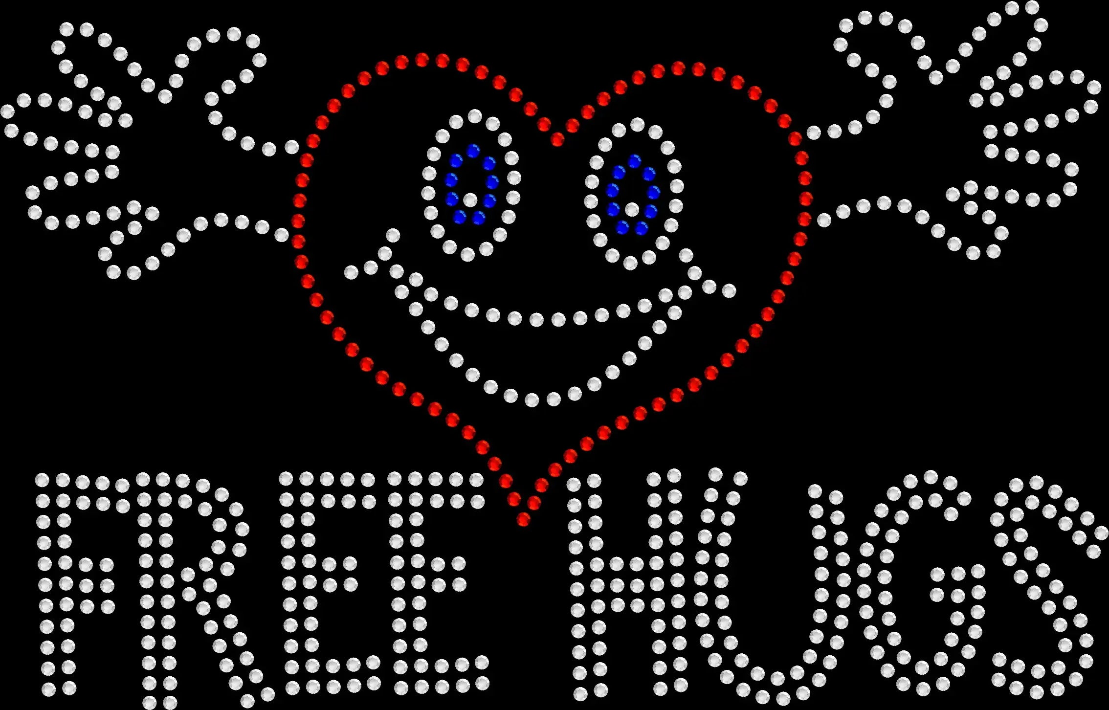 Free Hugs rhinestone shirt featuring a sparkling kindness graphic design for women