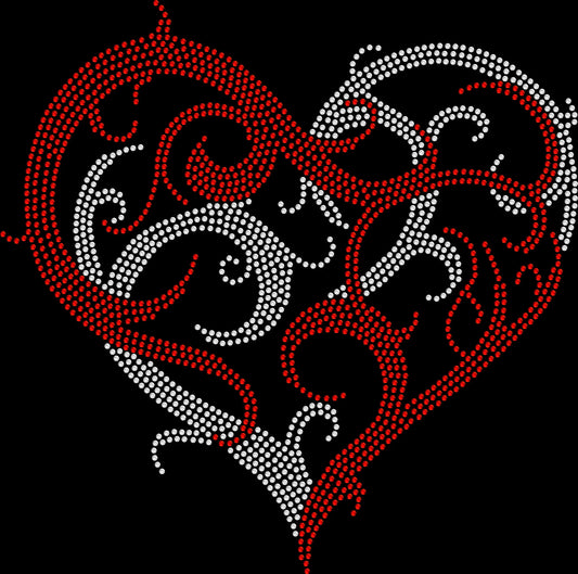 gothic vine heart rhinestone shirt featuring an elegant floral heart design with sparkling glass rhinestones