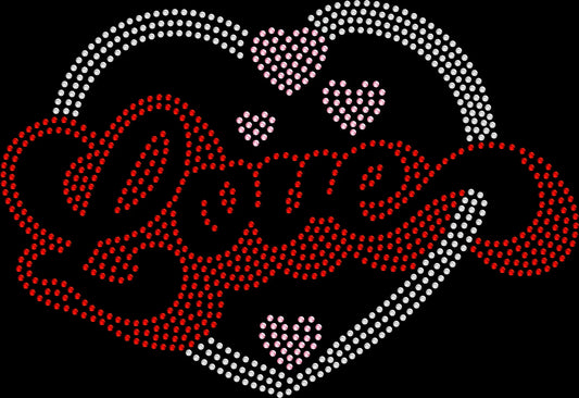 love inside heart rhinestone shirt featuring elegant heart design and romantic message