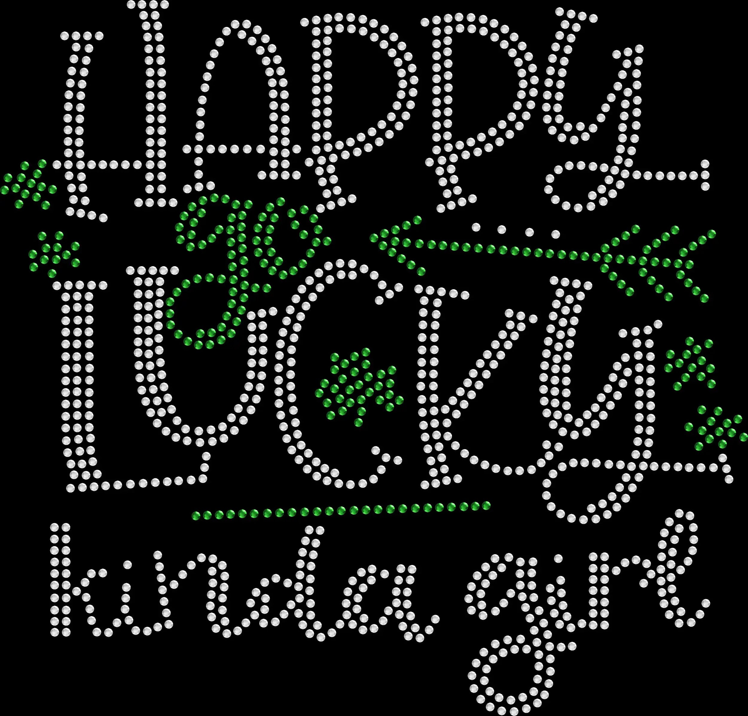 Sparkling rhinestone shirt that reads “Happy Go Lucky Kinda Girl” with shamrocks on a black t-shirt, cute St Patrick’s Day bling tee for women.