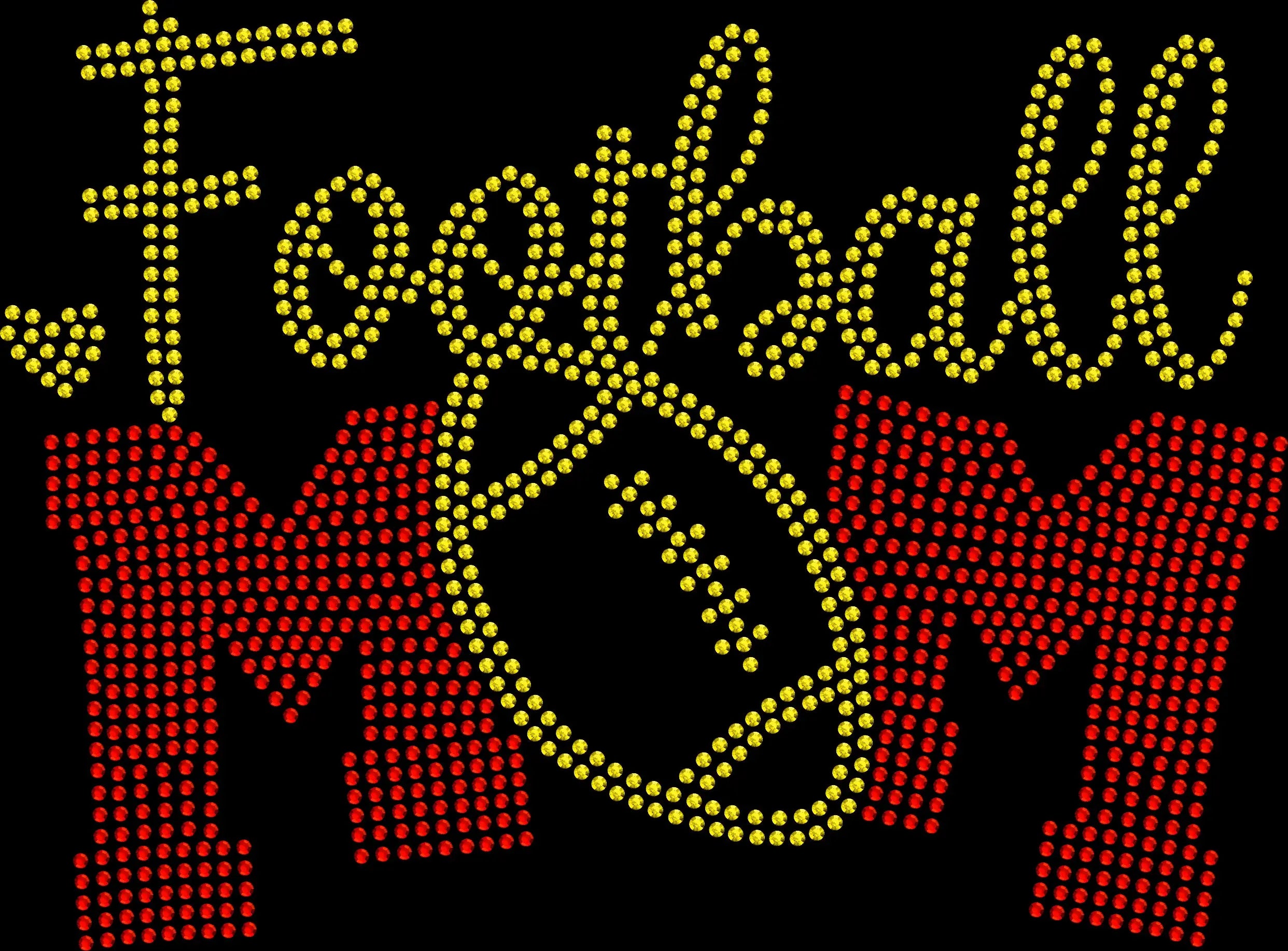 Football Mom rhinestone shirt featuring sparkling crystal lettering on a soft women’s tee, perfect for football games, sidelines, tailgating, and proud football mom fan wear.