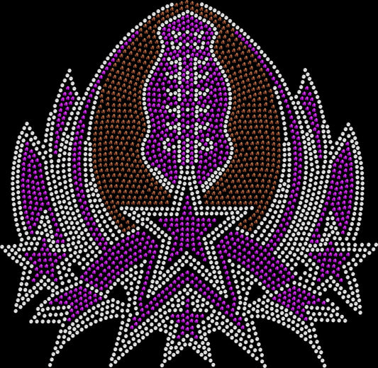 Football with stars rhinestone shirt featuring a sparkling crystal football design accented with star details on a black tee, bling game day football fan apparel