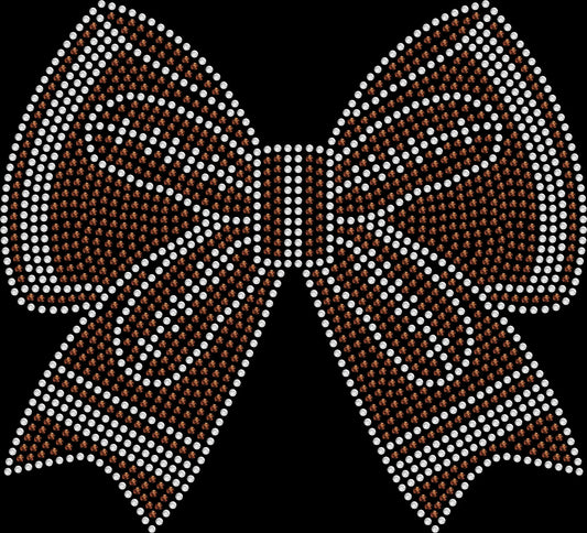 Retro football cheer bow rhinestone shirt featuring a sparkling vintage-style bow and football design on a black tee, bling game day football cheer apparel