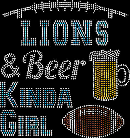 custom football and beer kinda girl rhinestone shirt personalized in team colors for football fans and tailgates