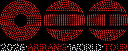 Sparkling 2026 BTS Arirang World Tour Circles fan shirt for concerts, ARMY gatherings, and K-pop events in rhinestones or holographic spangles.
