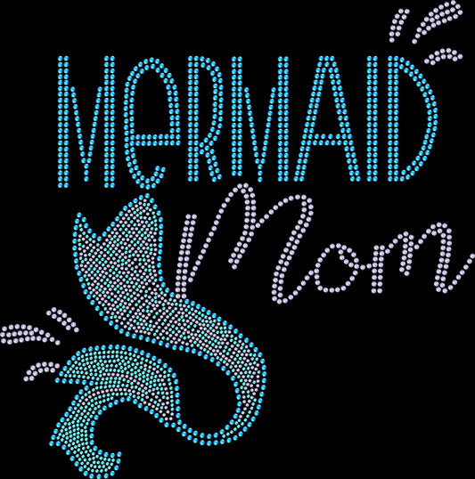 Sparkly Mermaid Mom shirt for women featuring a magical ocean-inspired design available in glass rhinestones or holographic spangles. Perfect for beach vacations, cruises, pool days, coastal outings, summer travel, Mother’s Day gifts, and mermaid-loving moms.