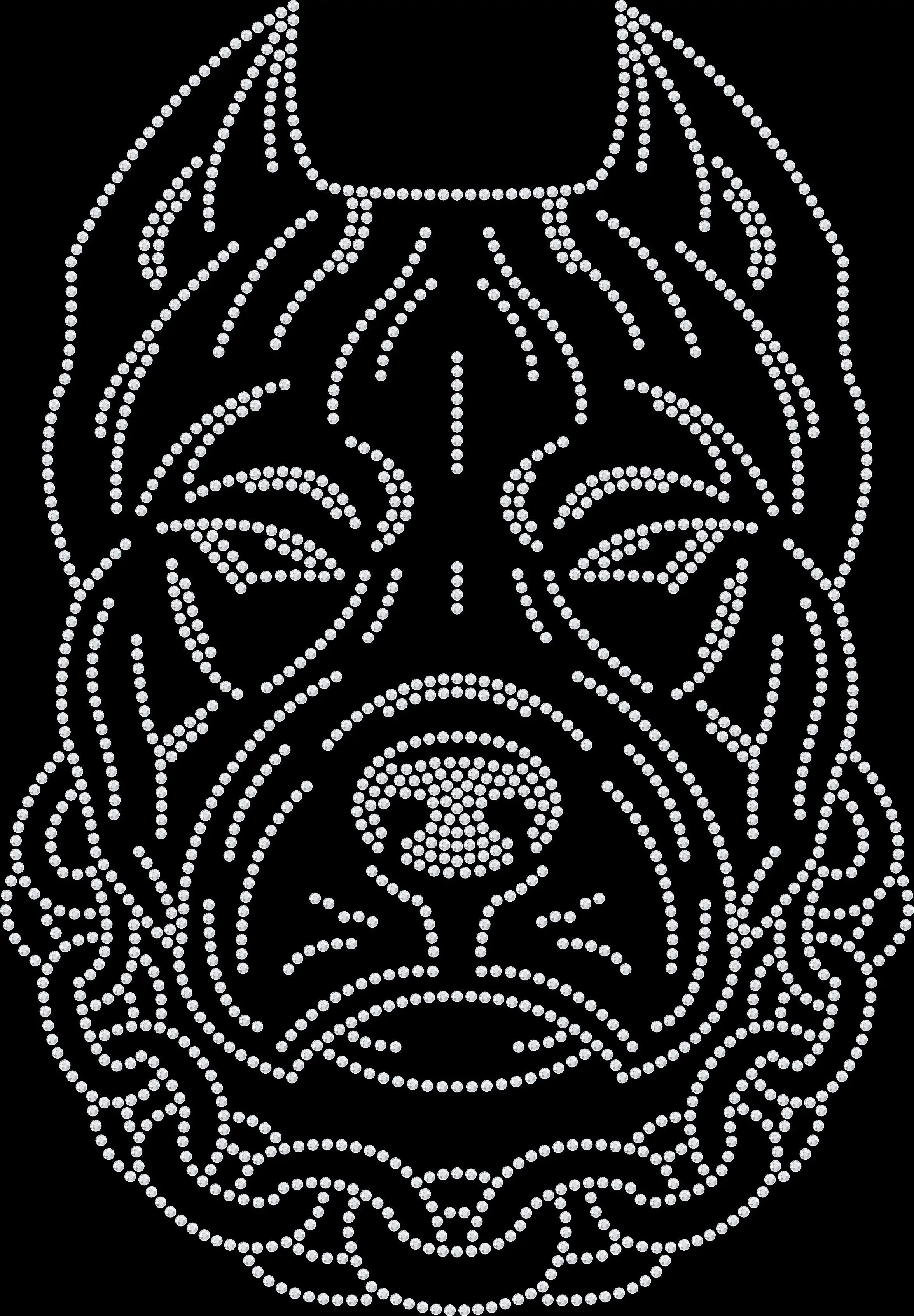 Bulldog shirt featuring a bold bulldog with pointed ears and a chain collar available in sparkling glass rhinestones or holographic spangles. Great gift for bulldog moms, dog dads, pet lovers, rescue supporters, dog shows, casual wear, birthdays, and holiday celebrations.