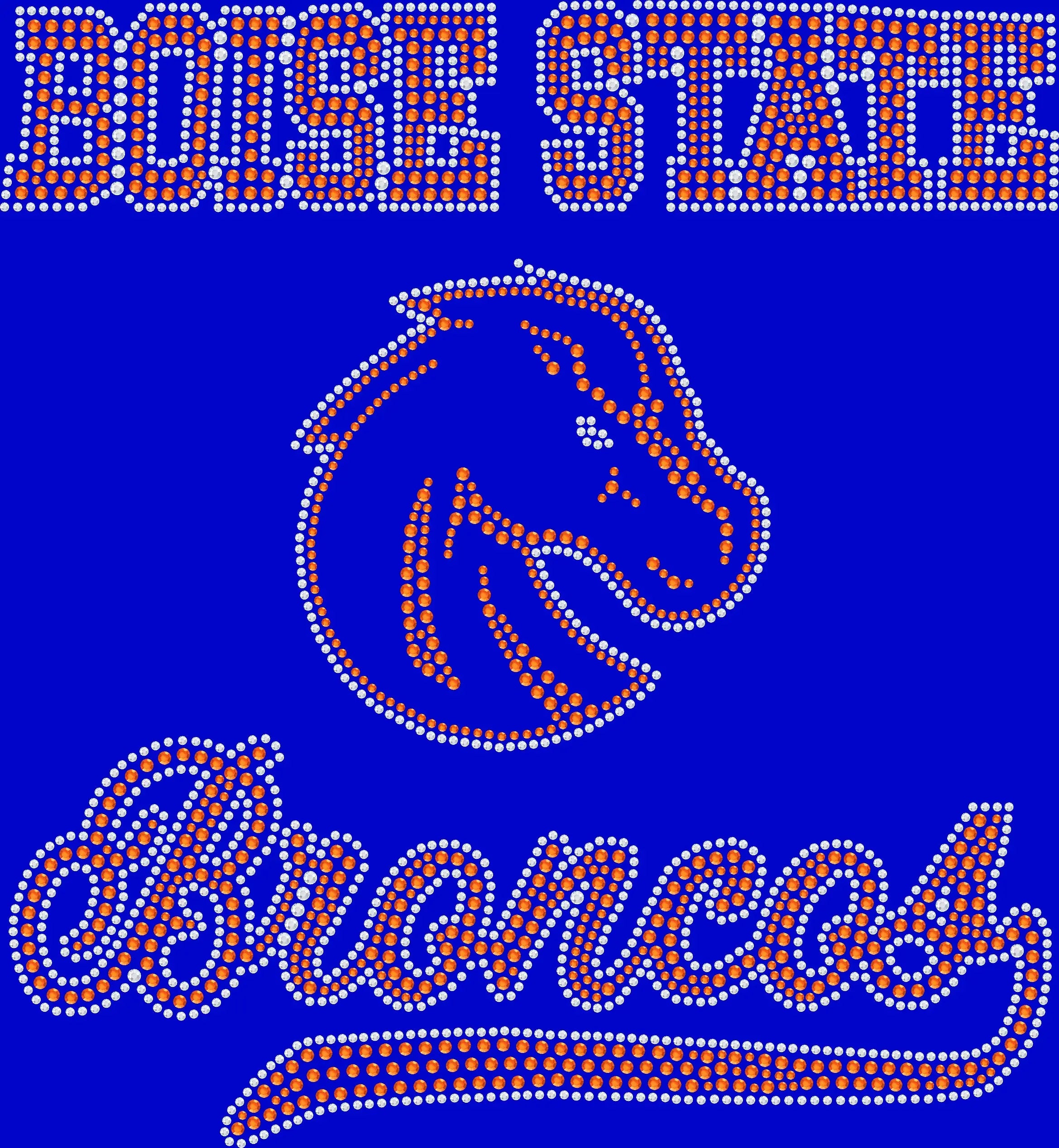 🏈💙🧡 Blue & Orange College Football Rhinestone Shirt | Horse Mascot Inspired Game Day, Tailgate & Fan Bling Tee 🐴📣💎✨ - 3469