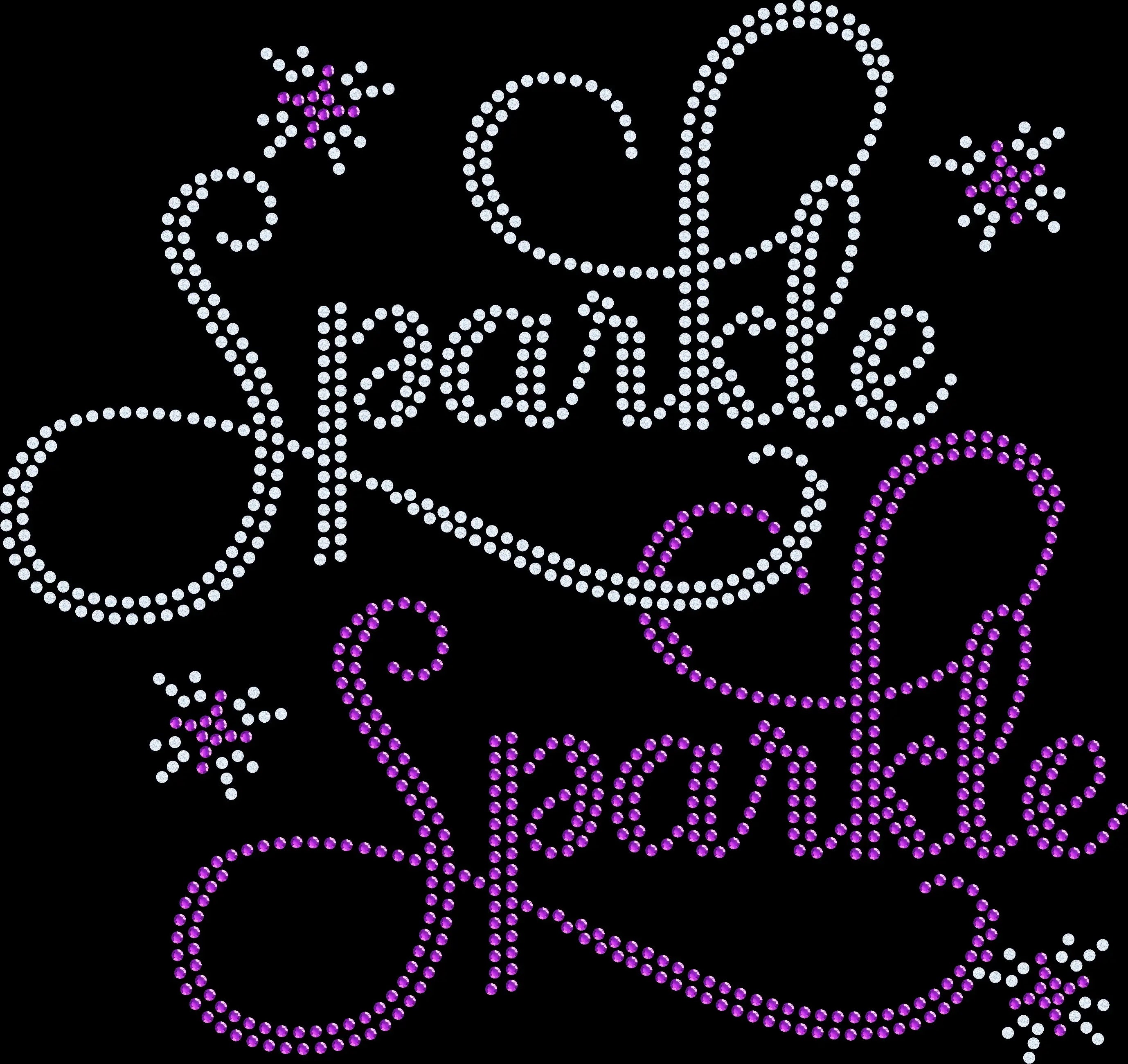 Sparkle Sparkle rhinestone shirt featuring elegant flowing cursive lettering in sparkling stones for girls' nights, birthdays, concerts, cruises, vacations, holiday parties and everyday glam style.