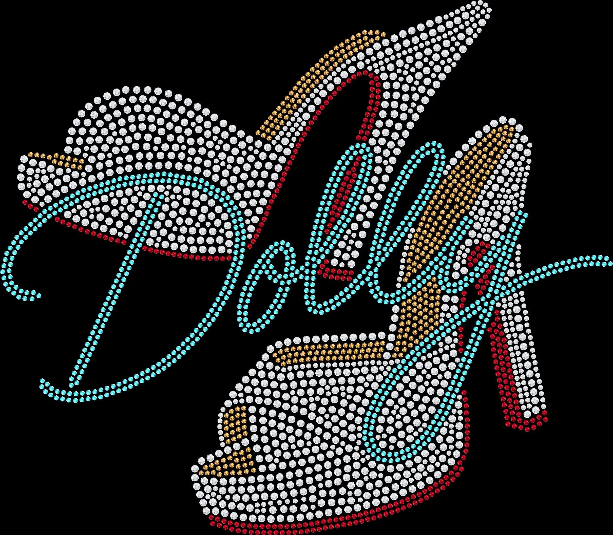 Country glam rhinestone shirt featuring sparkling high heels with bold red soles and feminine rhinestone details for country concerts, Nashville trips, honky-tonk nights, girls' weekends and glamorous statement outfits.