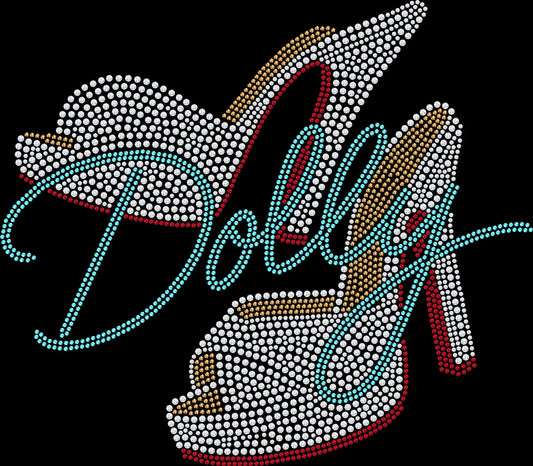 Country glam rhinestone shirt featuring sparkling high heels with bold red soles and feminine rhinestone details for country concerts, Nashville trips, honky-tonk nights, girls' weekends and glamorous statement outfits.