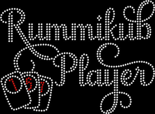 Rhinestone number tile game player shirt featuring a sparkling tile-game inspired design for game nights, weekly clubs, tournaments, family gatherings, cruises and gifts for game lovers.