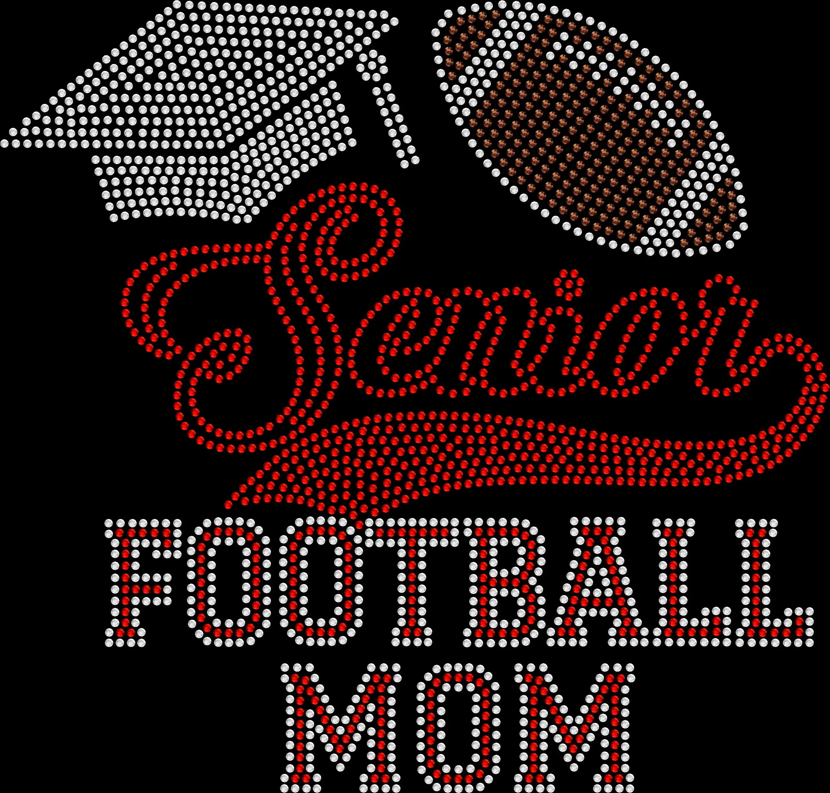 Senior Football Mom rhinestone shirt featuring sparkling senior-year football styling for Friday Night Lights, game days, Senior Night, homecoming, playoffs, football banquets and proud football moms.