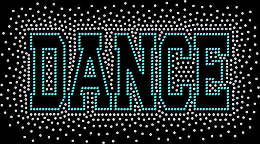 DANCE rhinestone shirt featuring a sparkling firework-inspired accent for dancers, dance teams, competitions, recitals, conventions, nationals and studio events.