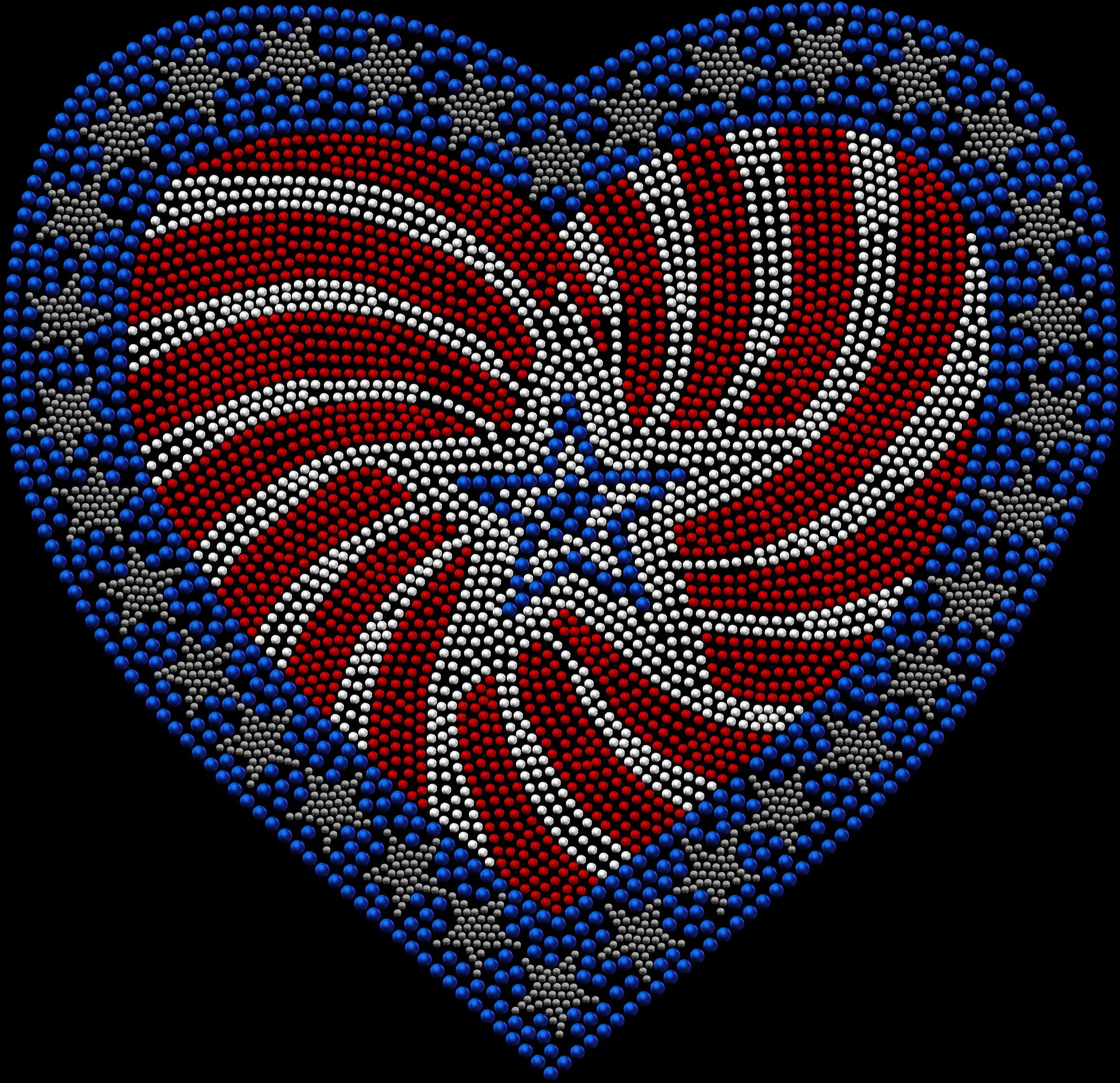 Sparkling rhinestone USA heart flag shirt on a black t-shirt, patriotic bling tee for women with red white and blue heart design.