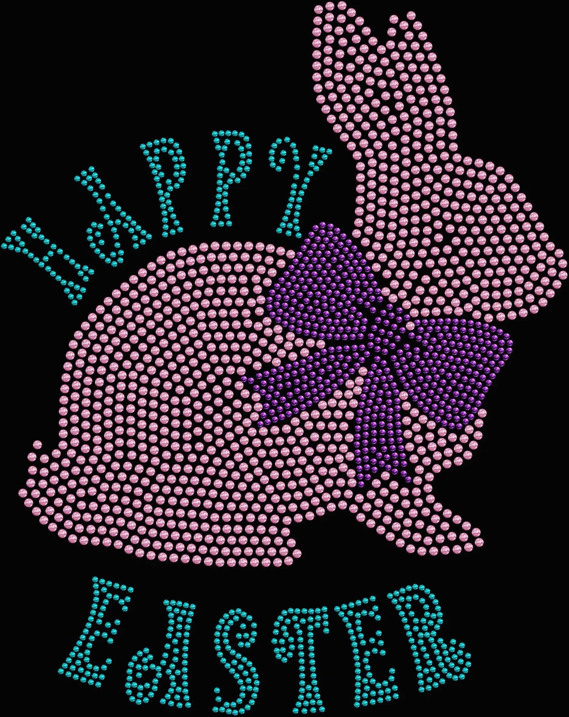 Sparkly rhinestone shirt featuring a cute bunny with bow design in bold bling on a soft cotton unisex t-shirt, perfect for Easter celebrations, spring outfits, and holiday gatherings.