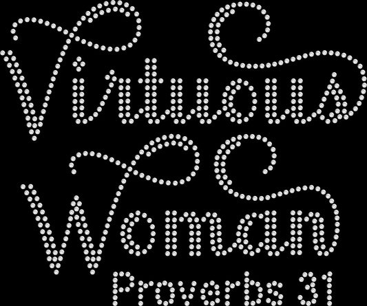 virtuous woman proverbs 31 rhinestone shirt featuring inspirational Christian scripture design for women