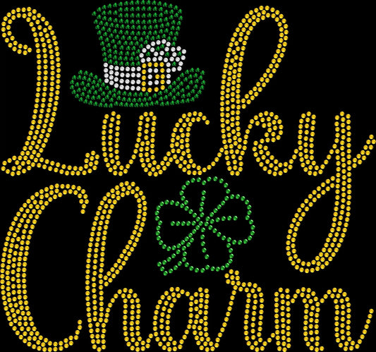 Sparkly rhinestone Lucky Charm St Patrick’s Day shirt Irish party bling tee for women