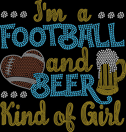 Sparkly rhinestone I’s a Football and Beer Kind of Girl shirt bling football fan tee for women game day outfit