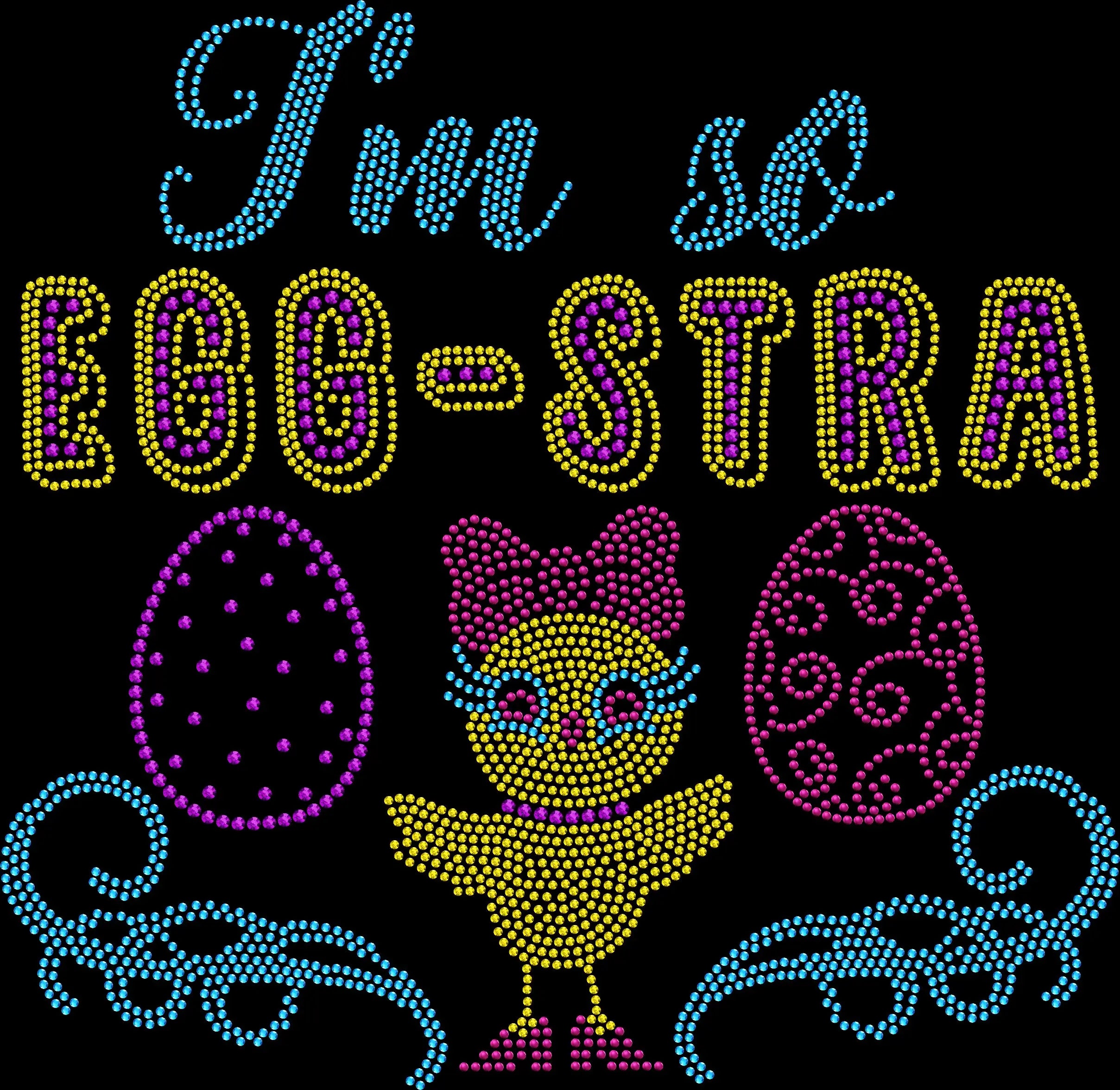 I’m So EGG-STRA rhinestone shirt featuring sparkling crystal lettering on a soft women’s spring holiday tee, perfect for Easter brunch, egg hunts, and festive celebrations