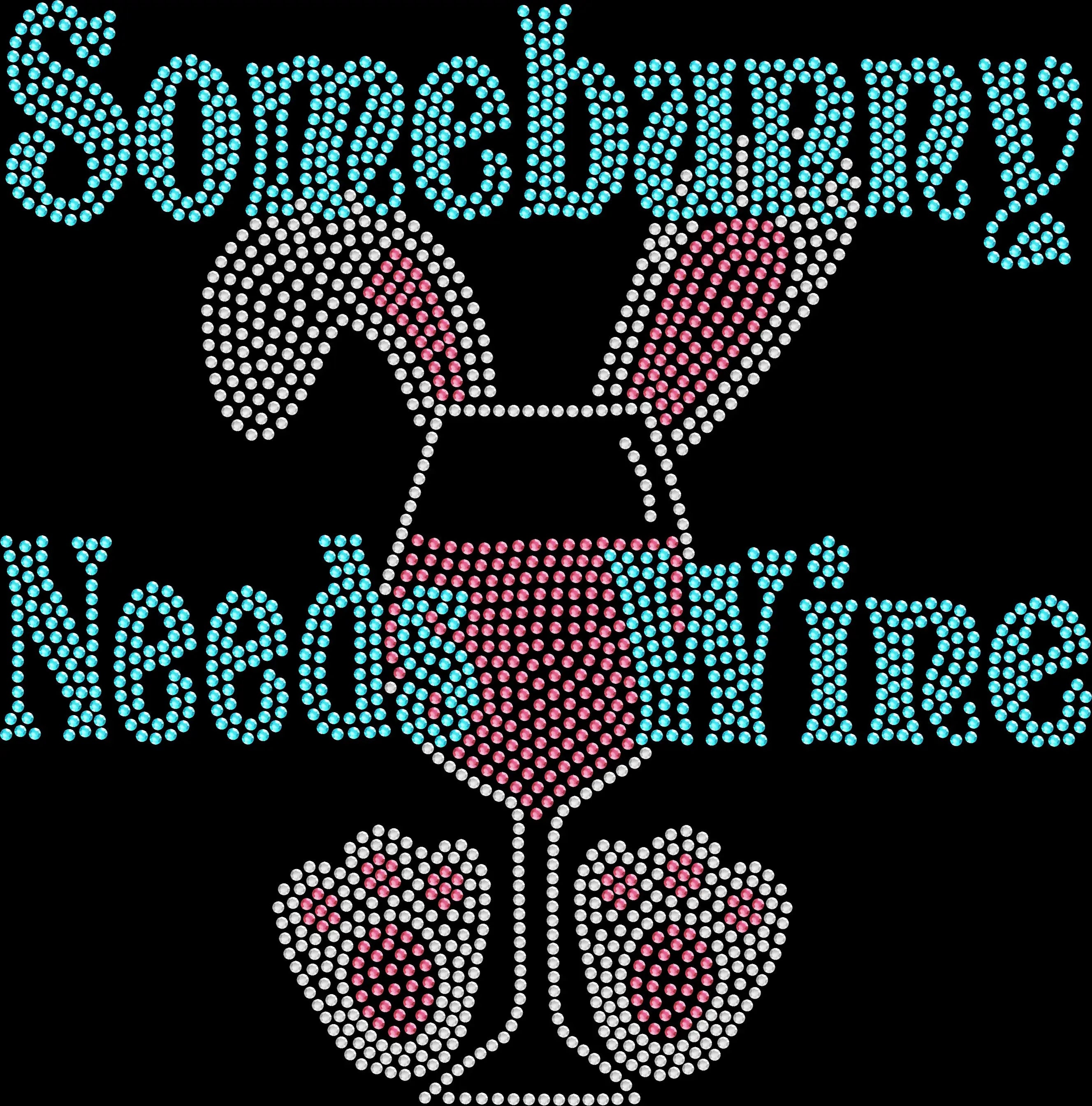 Sparkling rhinestone Some Bunny Needs Wine shirt on a black t-shirt, funny Easter bling tee for women with wine lover bunny design.