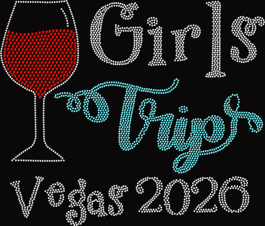 vegas girls trip rhinestone shirt featuring sparkling las vegas vacation design for women
